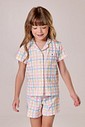 Pijama Feminino Infantil Manga Curta  Americano Com Shorts