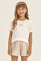 Pijama Feminino Infantil Manga Curta Com Shorts Pijama Feminino Infantil Manga Curta Com Shorts