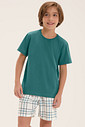 Pijama Masculino Infantil Manga Curta Com Bermuda