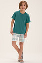 Pijama Masculino Infantil Manga Curta Com Bermuda