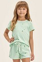 Pijama Feminino Infantil Manga Curta Com Shorts