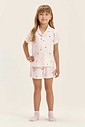 Pijama Feminino Infantil Manga Curta Americano Com Shorts