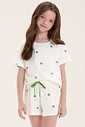 Pijama Infantil Feminino Manga Curta Com Shorts