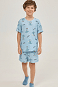 Pijama Masculino Infantil Manga Curta Com Bermuda