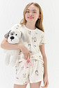 Pijama Feminino Infantil Manga Curta Com Shorts