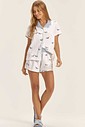 Pijama Feminino Manga Curta Americano Com Shorts