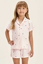Pijama Feminino Infantil Manga Curta Americano Com Shorts