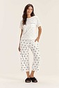 Pijama Feminino Manga Curta Com Calça Midi Pijama Feminino Manga Curta Com Calça Midi
