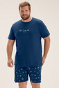 Pijama Masculino Manga Curta Com Bermuda Plus Size