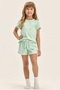 Pijama Feminino Infantil Manga Curta Com Shorts