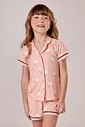 Pijama Feminino Infantil Manga Curta  Americano Com Shorts