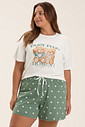 Pijama Feminino Plus Manga Curta Com Shorts