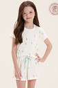 Pijama Infantil Feminino Manga Curta Com Shorts