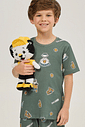 Pijama Masculino Infantil Manga Longa Com Bermuda