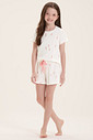 Pijama Infantil Feminino Manga Curta Com Shorts