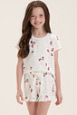 Pijama Infantil Feminino Manga Curta Com Shorts