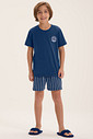 Pijama Masculino Infantil Manga Curta Com Bermuda
