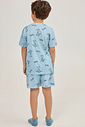 Pijama Masculino Infantil Manga Curta Com Bermuda
