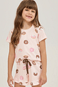 Pijama Feminino Infantil Manga Curta Com Short