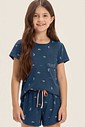 Pijama Feminino Infantil Manga Curta Com Shorts Pijama Feminino Infantil Manga Curta Com Shorts