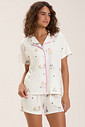 Pijama Feminino Americano Manga Curta Com Shorts