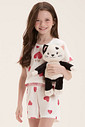 Pijama Infantil Feminino Manga Curta Com Shorts