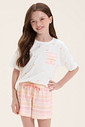 Pijama Infantil Feminino Manga Curta Com Shorts