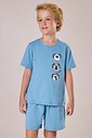 Pijama Masculino Infantil Manga Curta Com Bermuda