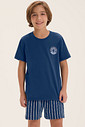 Pijama Masculino Infantil Manga Curta Com Bermuda