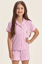 Pijama Feminino Infantil Manga Curta Americano Com Shorts Pijama Feminino Infantil Manga Curta Americano Com Shorts