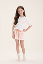 Pijama Infantil Feminino Manga Curta Com Shorts