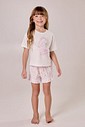 Pijama Feminino Infantil Manga Curta Com Shorts