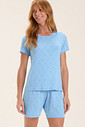 Pijama Feminino Manga Curta Com Bermuda