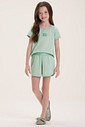 Pijama Infantil Feminino Manga Curta Com Shorts
