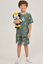 Pijama Masculino Infantil Manga Longa Com Bermuda