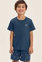 Pijama Masculino Infantil Manga Curta Com Bermuda