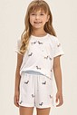 Pijama Feminino Infantil Manga Curta Com Shorts
