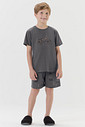 Pijama Masculino Infantil Manga Curta Com Bermuda