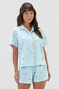 Pijama Feminino Manga Curta Americano Com Shorts