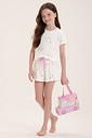 Pijama Infantil Feminino Manga Curta Com Shorts