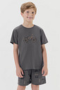 Pijama Masculino Infantil Manga Curta Com Bermuda