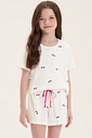 Pijama Infantil Feminino Manga Curta Com Shorts Pijama Infantil Feminino Manga Curta Com Shorts