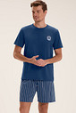 Pijama Masculino Manga Curta Com Bermuda