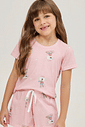Pijama Feminino Infantil Manga Curta Com Short
