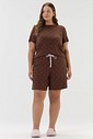 Pijama Feminino Manga Curta Com Bermuda Plus Size