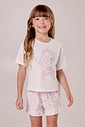 Pijama Feminino Infantil Manga Curta Com Shorts