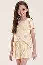 Pijama Infantil Feminino Manga Curta Com Shorts