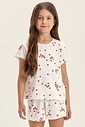 Pijama Feminino Infantil Manga Curta Com Shorts