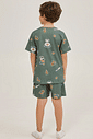 Pijama Masculino Infantil Manga Longa Com Bermuda