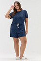 Pijama Feminino Plus Size Manga Curta Com Shorts